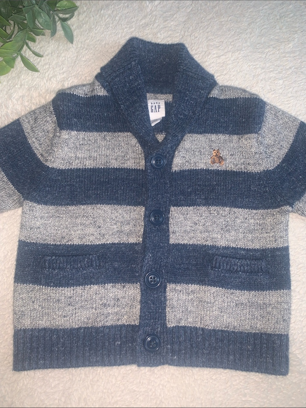 GAP Blue & Gray Sweater 6-12M EUC